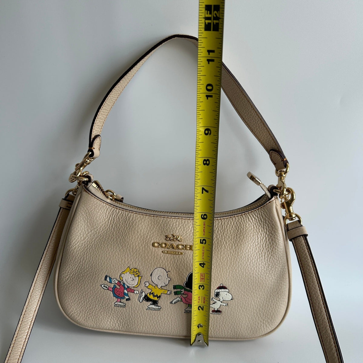 Coach x Peanuts Teri Ivory Leather Snoopy Friends Shoulder Bag CE861