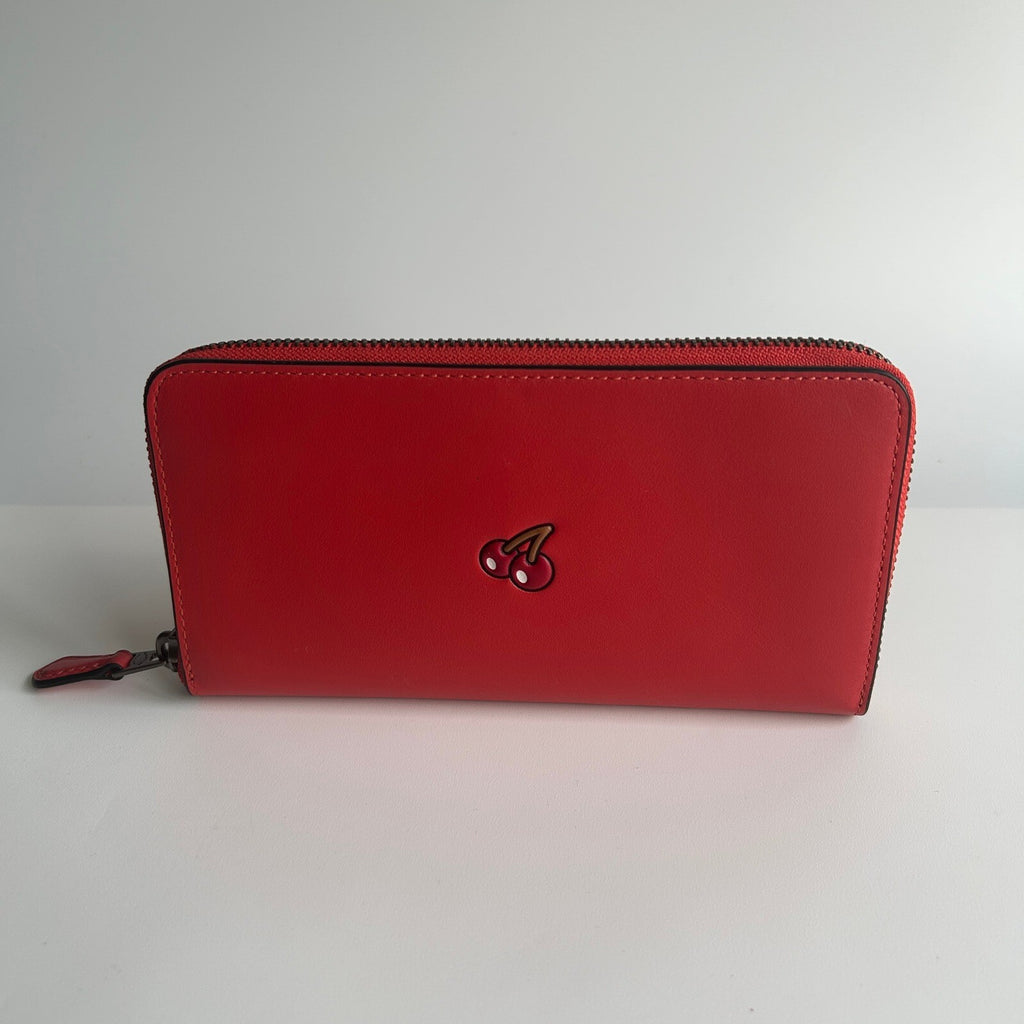 Coach PAC MAN Accordion ZIP Watermelon Leather Wallet F55736