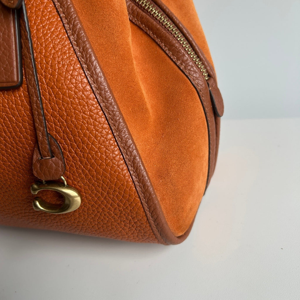 Coach Lori Shoulder Bag Canyon Burnt Orange Mixed Leather Suede C5265