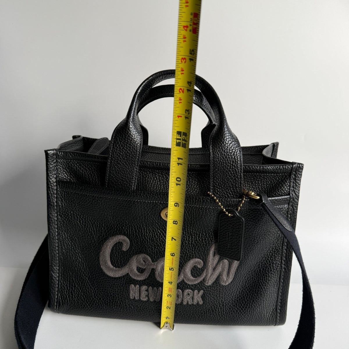 Coach Cargo Tote 26 Black Pebble Leather Crossbody CAM665