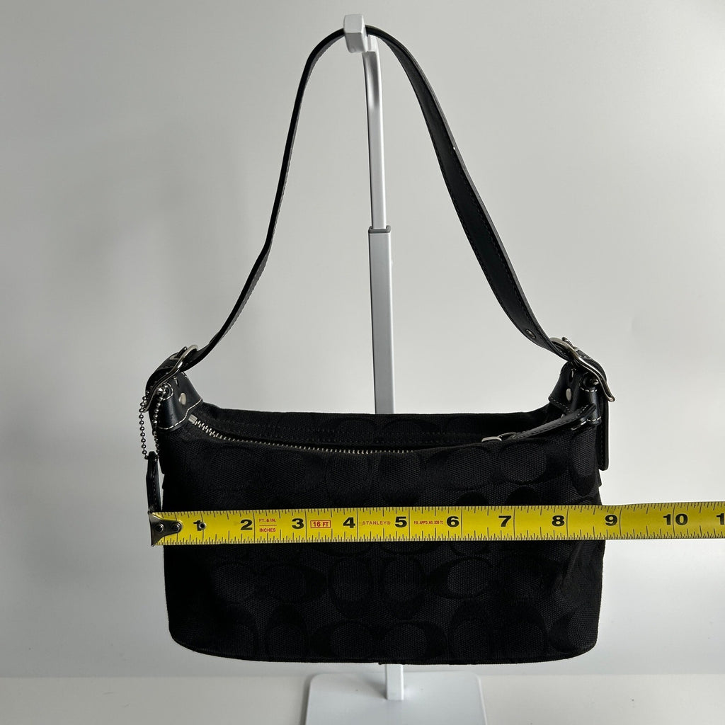 Coach Demi Baguette Black Signature Jacquard Hobo Shoulder Bag 6044