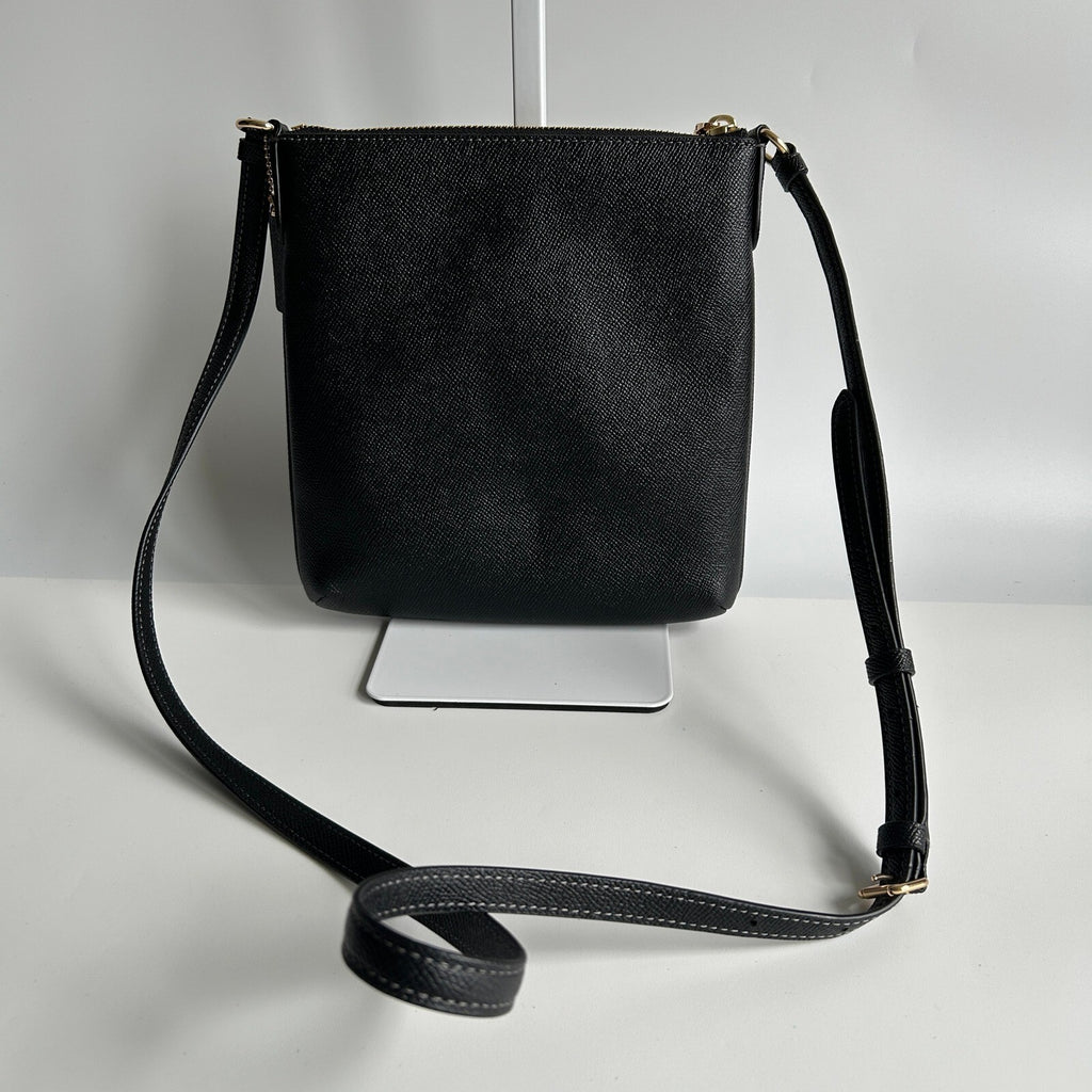 Coach Mini Rowan File Crossbody Shoulder Bag Black Crossgrain Leather CE871