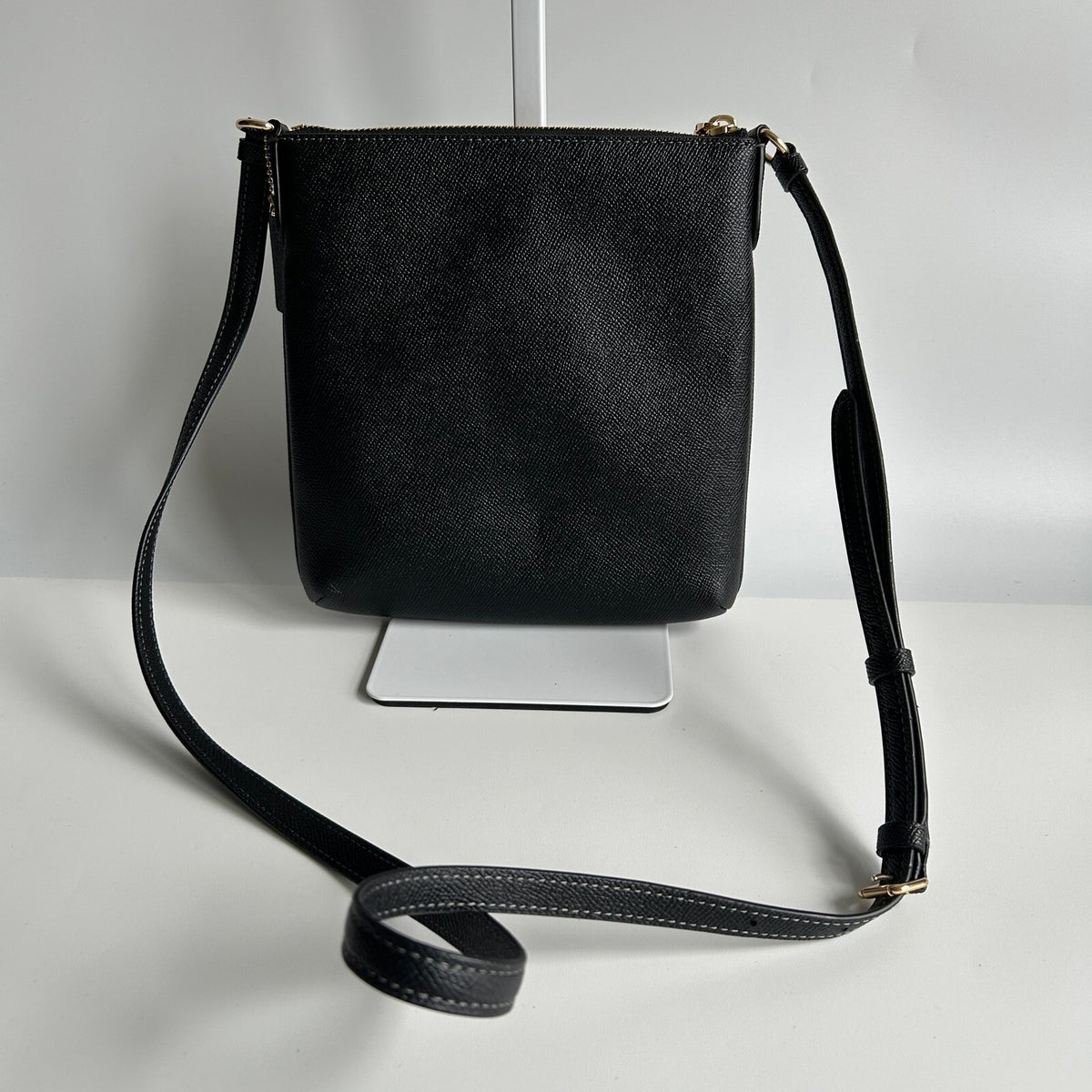Coach Mini Rowan File Crossbody Shoulder Bag Black Crossgrain Leather CE871