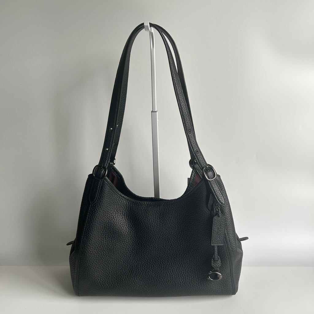 Coach Lori Shoulder Bag Black Pebble Leather C4824