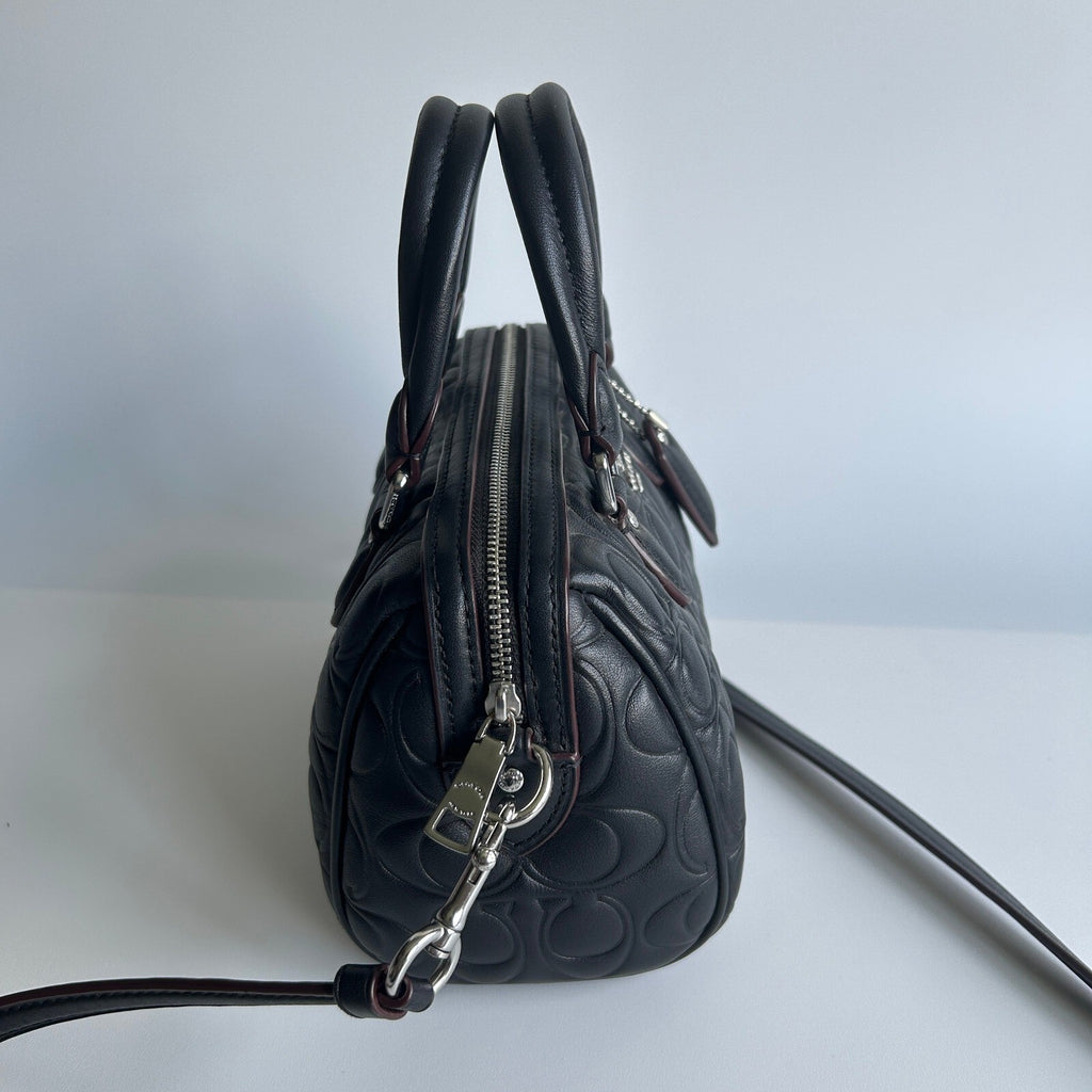 Coach Mini Rowan Black Signature Leather Crossbody Bag CY743