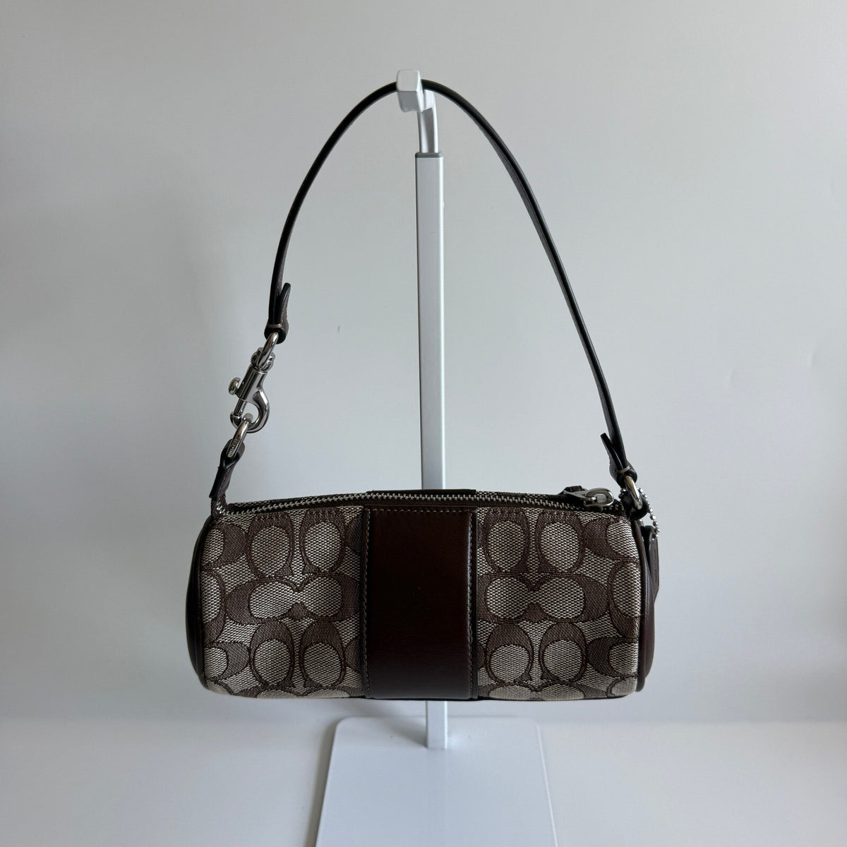 Coach Nolita Barrel Bag Oak Maple Signature Jacquard CU989 Small Shoulder Bag