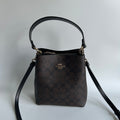 Coach Small Town Bucket Bag Brown Black Signature Canvas Crossbody 2312