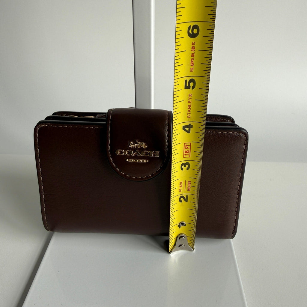 Coach Medium Corner Zip Bifold Wallet Maple Brown Leather CR791