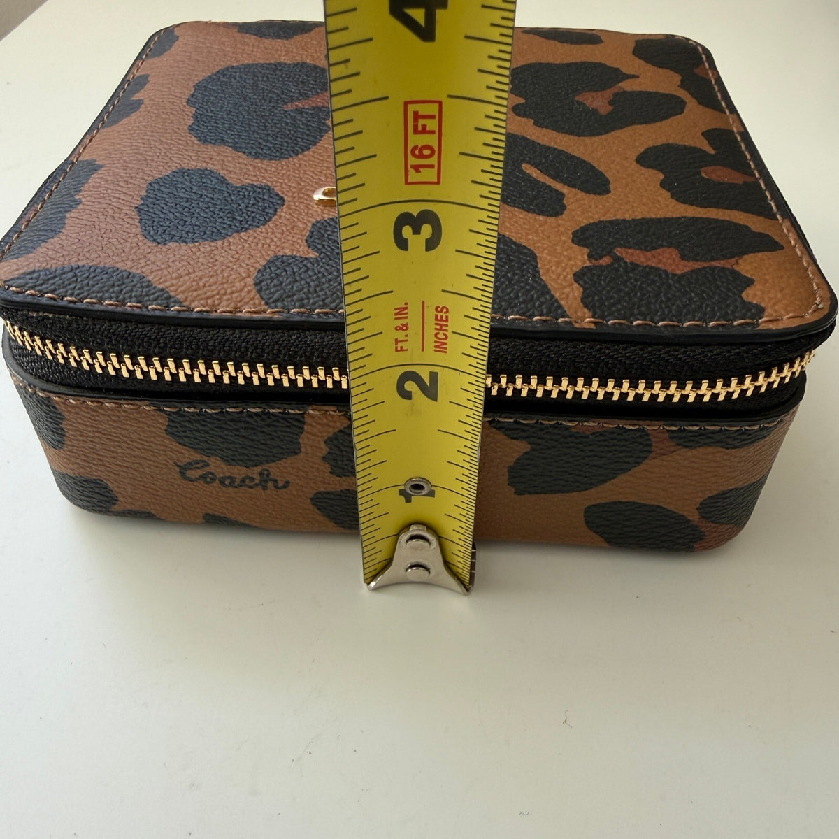 Coach Travel Jewelry Box Leopard Print Canvas Case C8081G Organizer Accessory