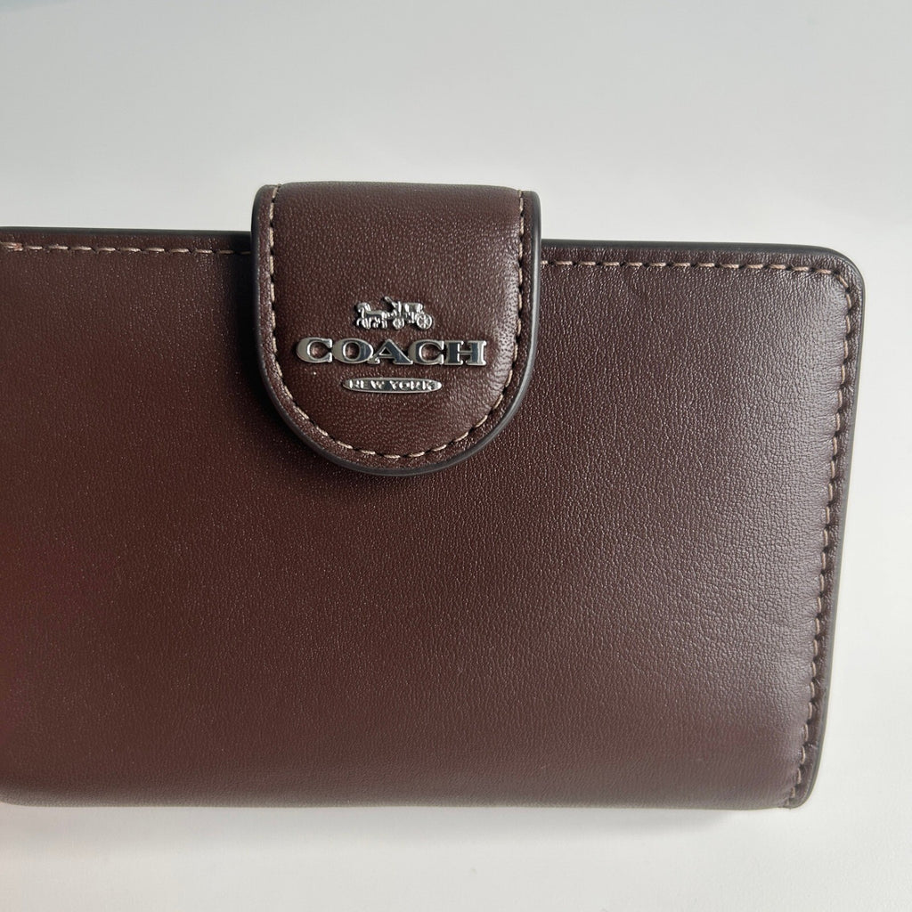 Coach Medium Corner Zip Wallet Maple Leather CR791 Bifold Organizer