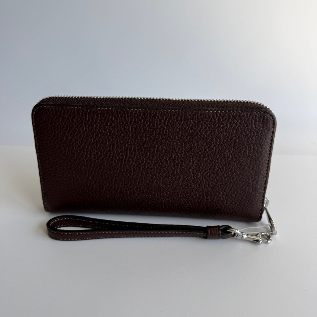Coach Long Zip Around Wallet Maple Pebbled Leather C4451