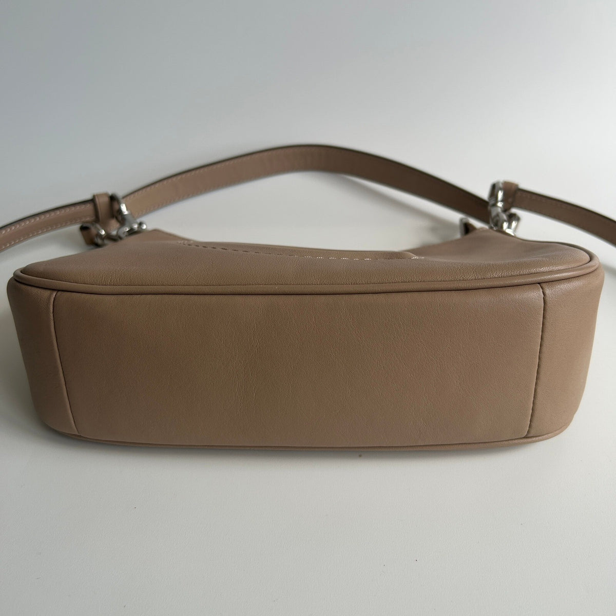 Coach Teri Shoulder Bag Taupe Beige Leather CR099 Debossed C Crossbody