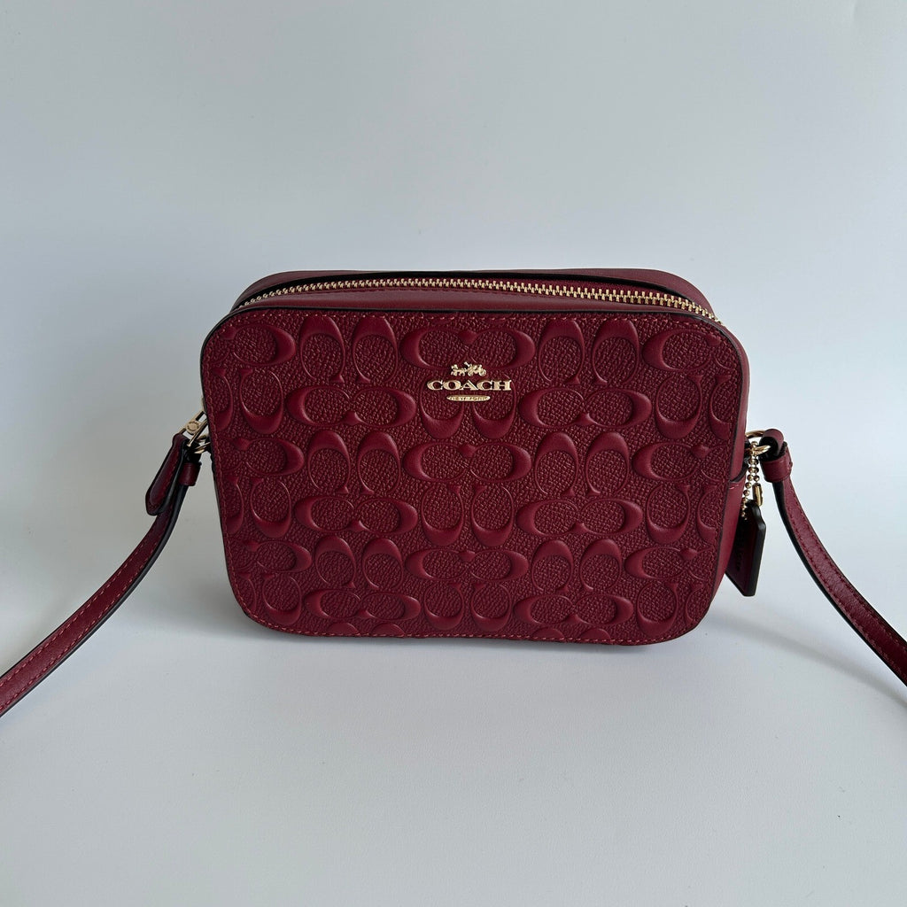 Coach Mini Jamie Crossbody Burgundy Signature Leather Camera Bag CC943