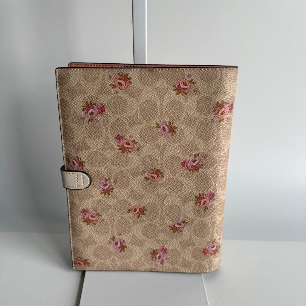 Coach Notebook Cover Sand Multi Signature Canvas Floral Print CA058