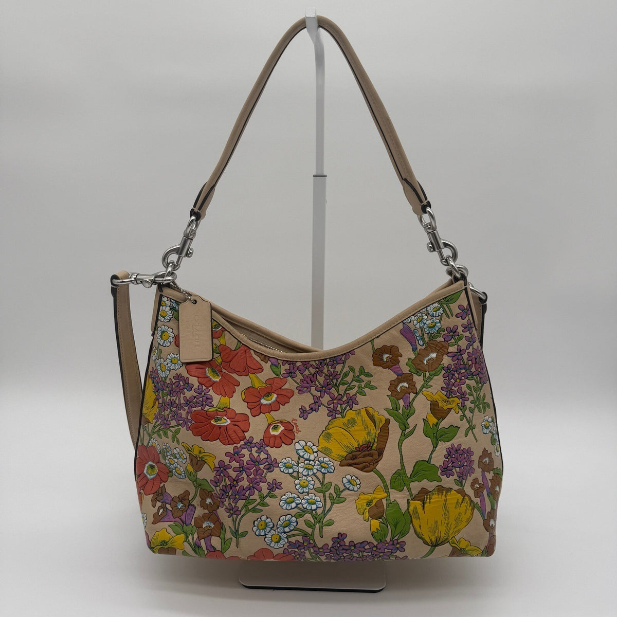 Coach Laurel Shoulder Bag Ivory Multi Pebble Leather Garden Floral Print CT222