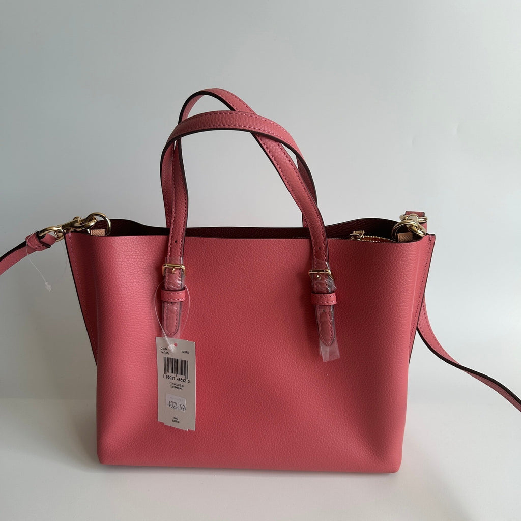 Coach Mollie Tote 25 Pink Taffy Pebble Leather Crossbody Bag C4084