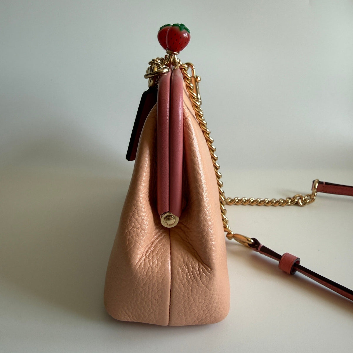 Coach Nora Kisslock Faded Blush Pink Leather Crossbody Bag C8288 Strawberry