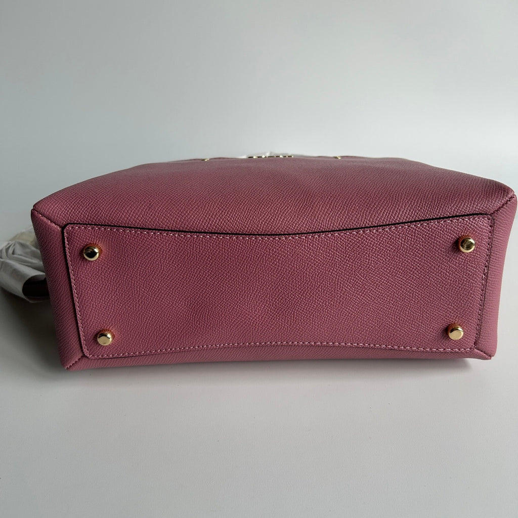 Coach Mini Lillie Carryall Rose Pink Crossgrain Leather Satchel 91146