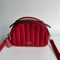 Coach Serena Electric Red Quilted Leather Crossbody Satchel C7259