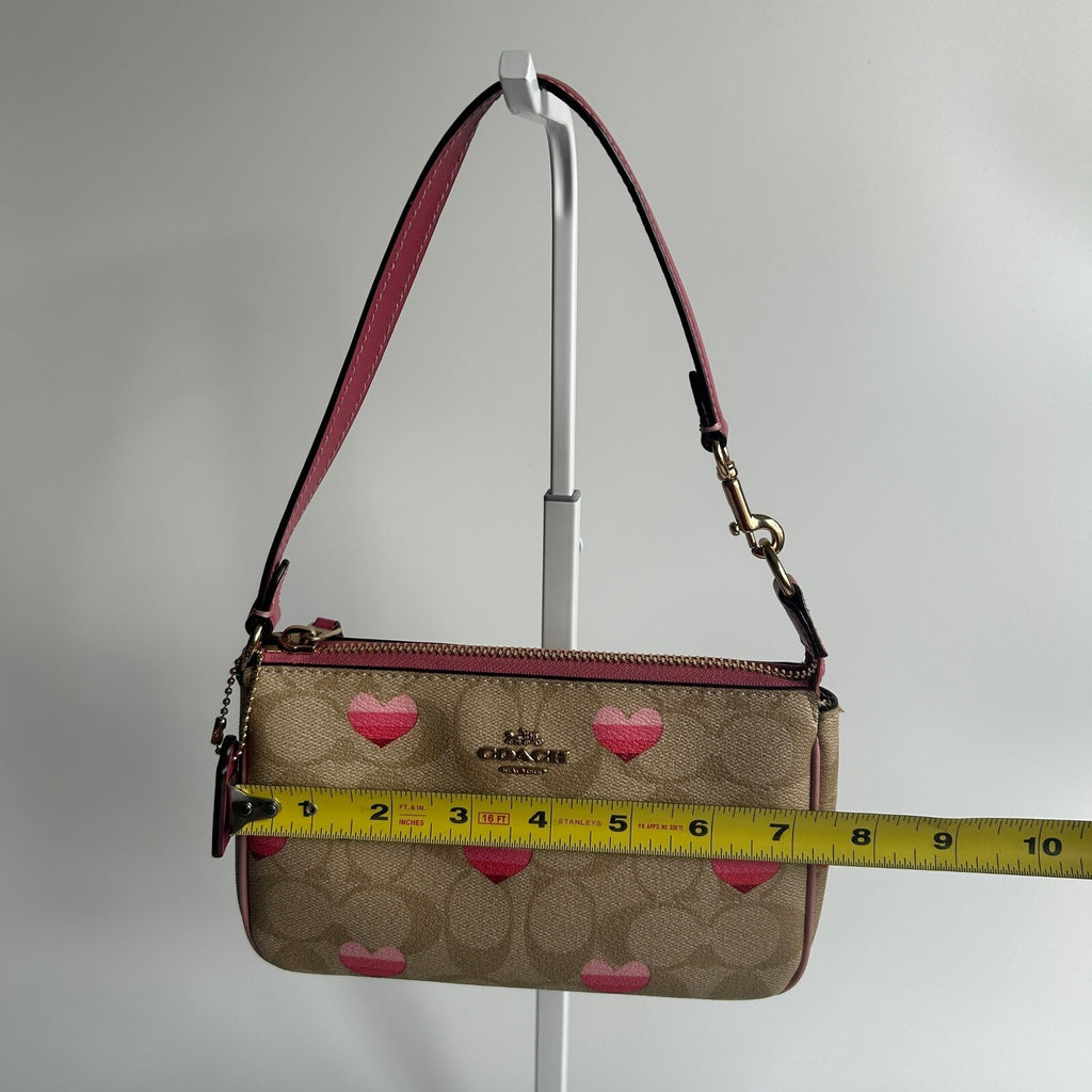 Coach Nolita 19 Khaki Stripe Heart Canvas Shoulder Bag CA796
