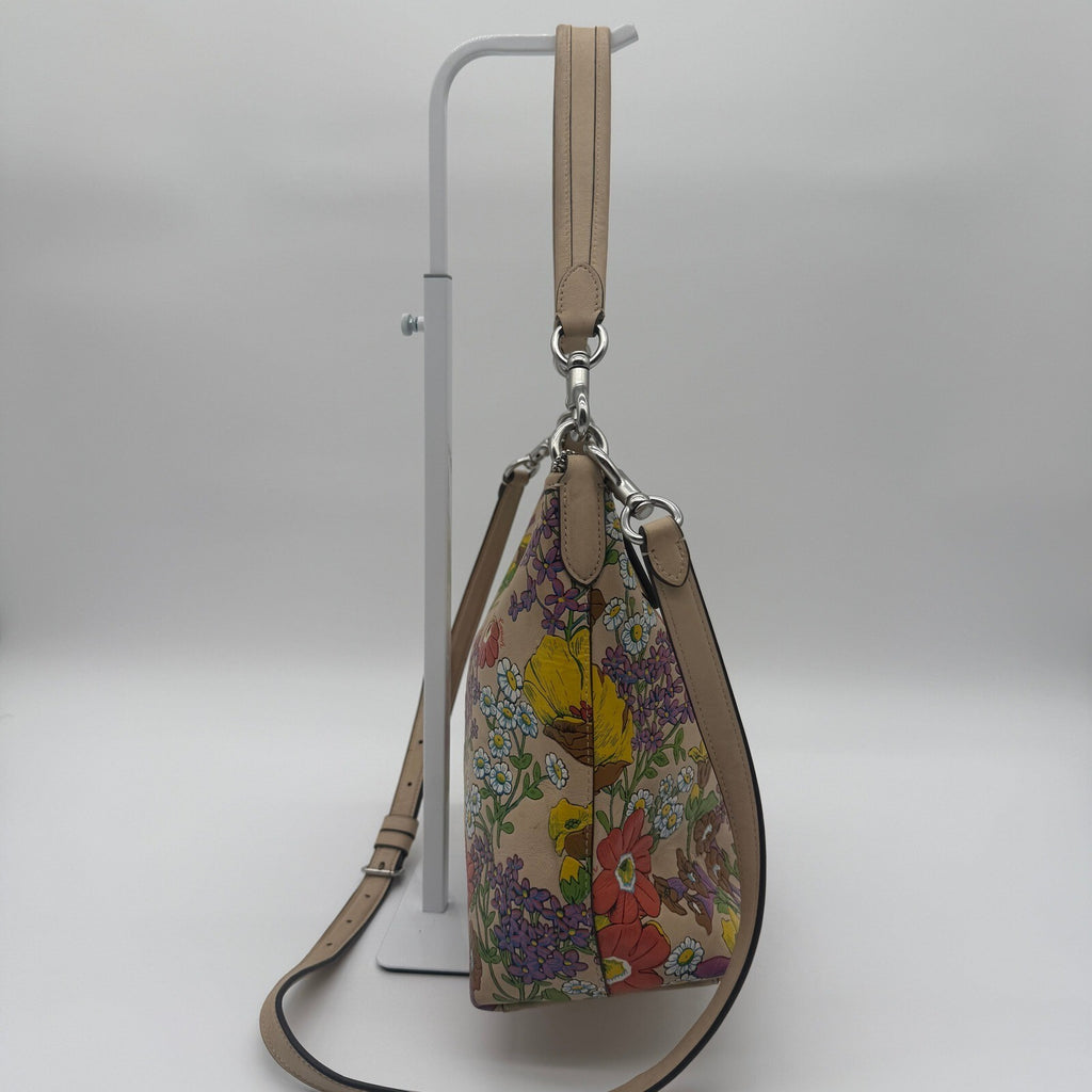 Coach Laurel Shoulder Bag Ivory Multi Pebble Leather Garden Floral Print CT222