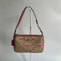 Coach Nolita 19 Khaki Stripe Heart Canvas Shoulder Bag CA796