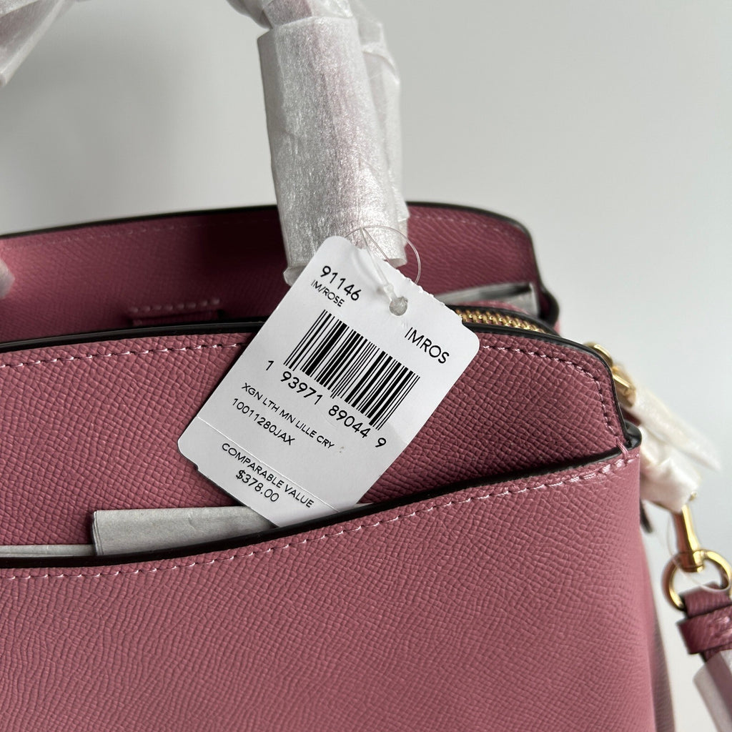 Coach Mini Lillie Carryall Rose Pink Crossgrain Leather Satchel 91146