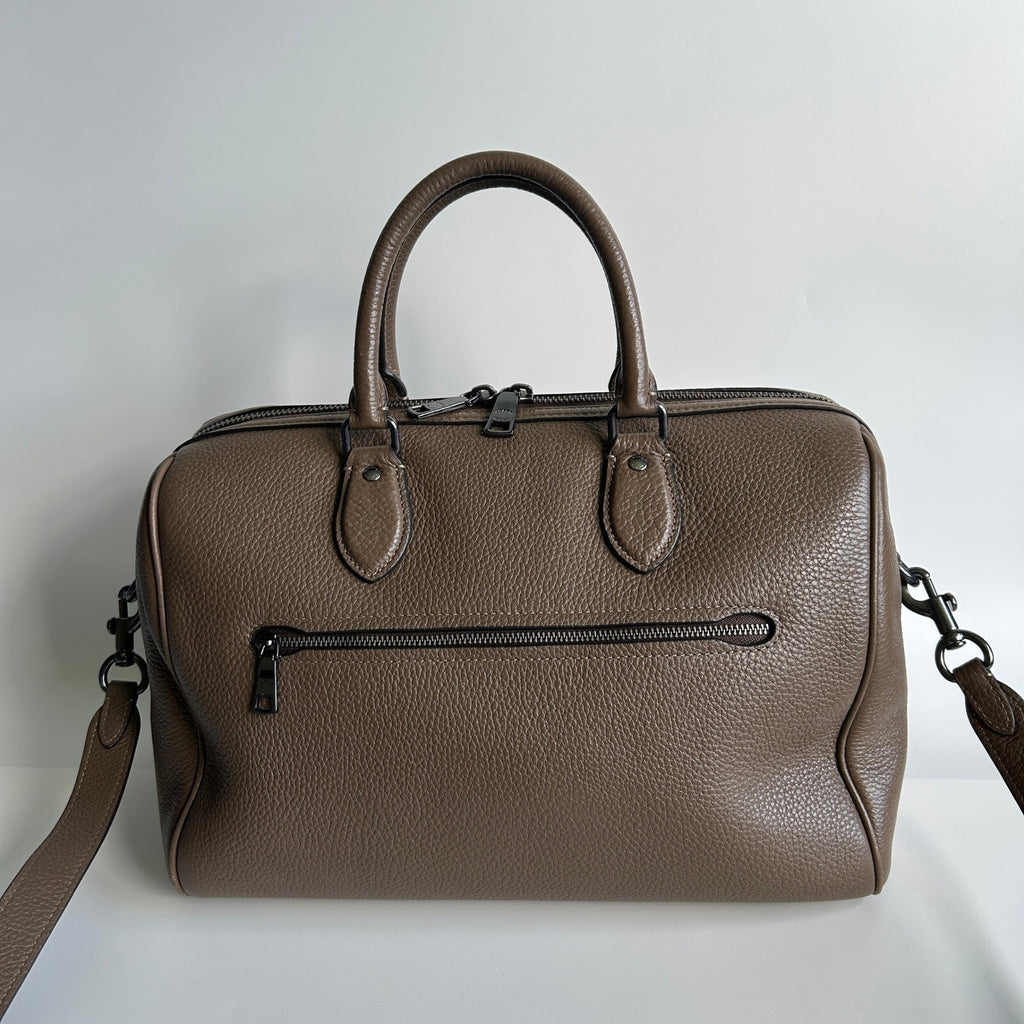 Coach Large Rowan Satchel Dark Stone Pebble Leather Bag CV960