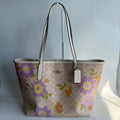 Coach City Tote Sand Multi Signature Canvas Floral Bag CBG71