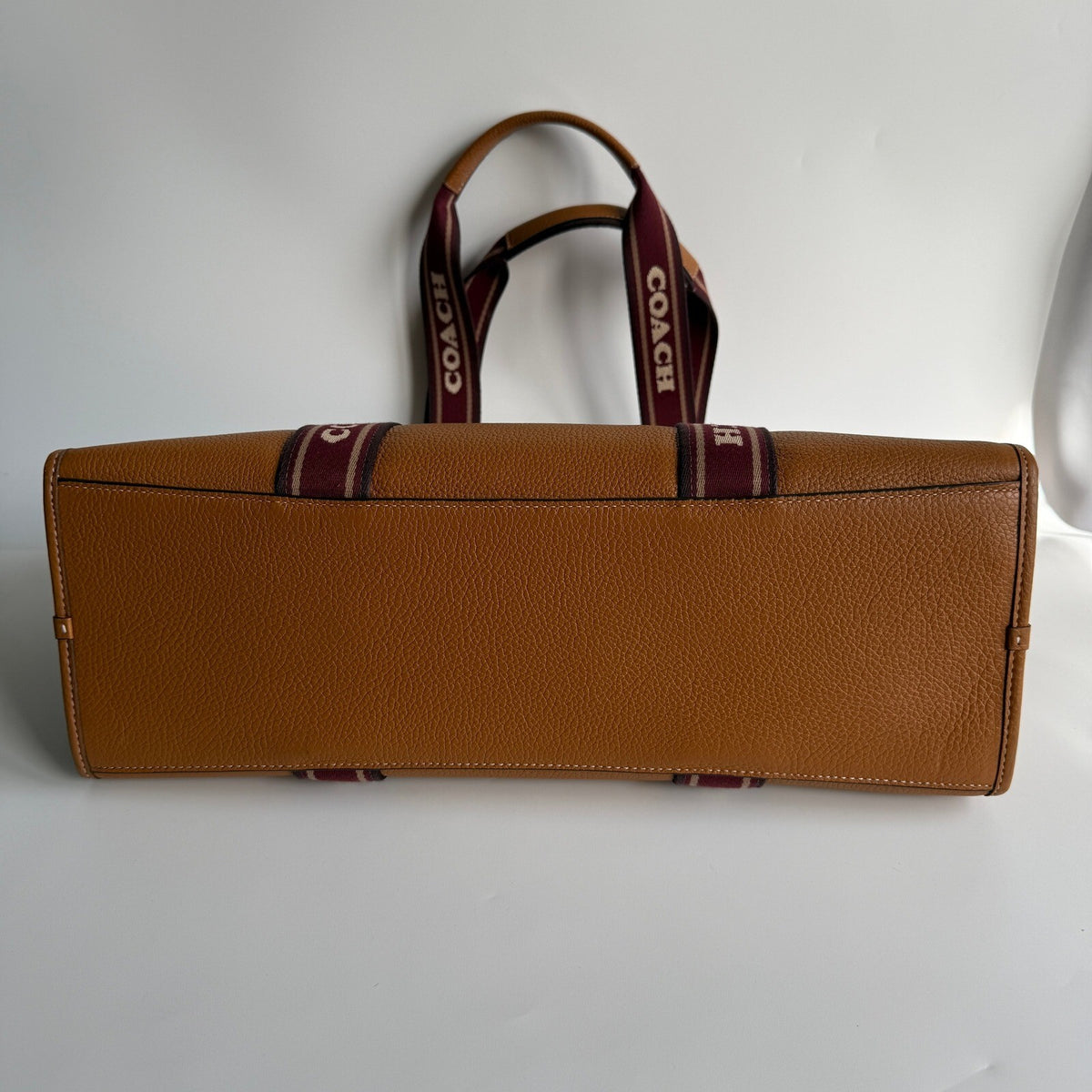 Coach Large Smith Tote Brown Leather Logo Webbing Strap CM716 Bag