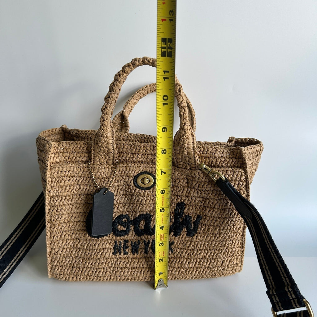 Coach Cargo Tote 26 Straw Natural Tan Crossbody Handbag CAM62