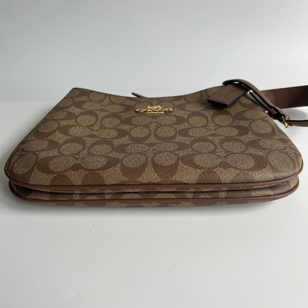 Coach Penelope Shoulder Bag Khaki Saddle Brown Signature Canvas CO953