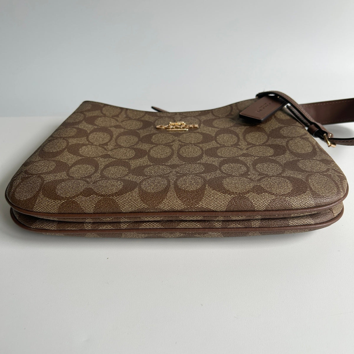 Coach Penelope Shoulder Bag Khaki Saddle Brown Signature Canvas CO953