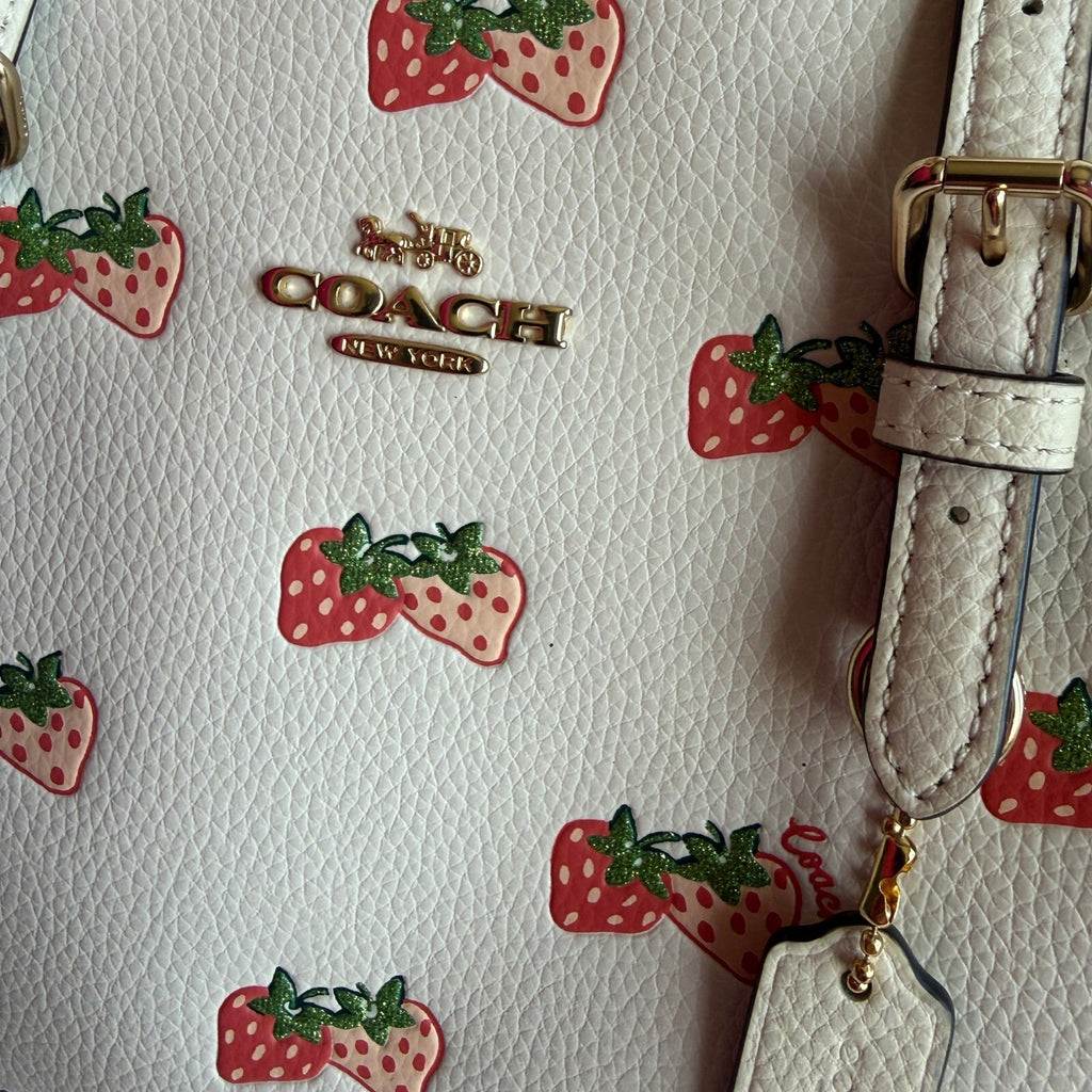 Coach Mollie Tote 25 Chalk Multi Canvas Strawberry Print CB600 Mini Crossbody