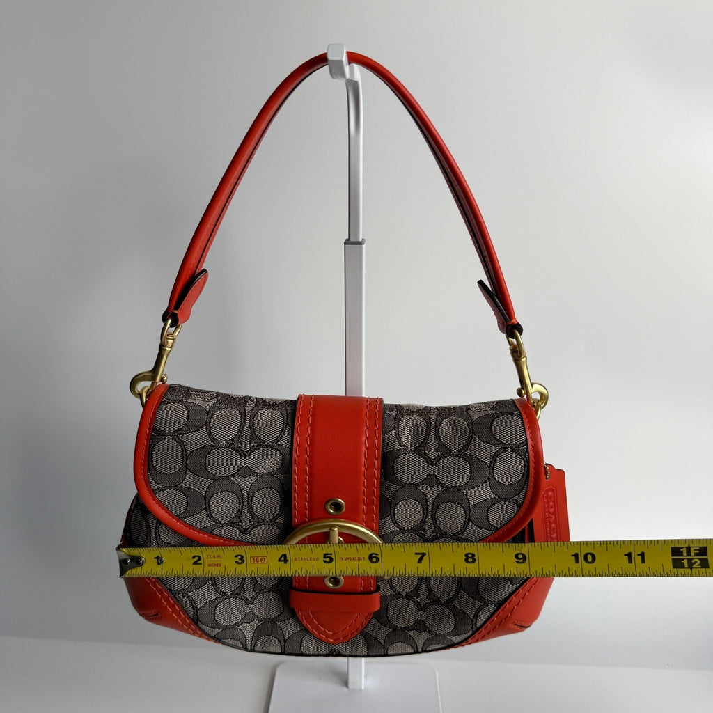 Coach Soho Flap Grey Orange Signature Jacquard Shoulder Bag CJ814