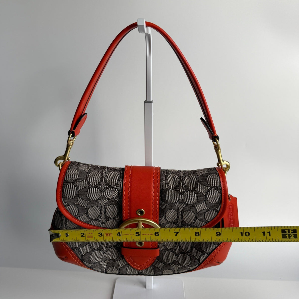 Coach Soho Flap Grey Orange Signature Jacquard Shoulder Bag CJ814
