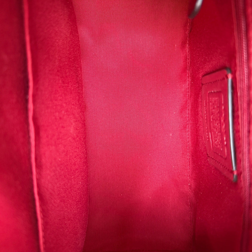 Coach Rowan Satchel Brown True Red Signature Canvas Bag F83607