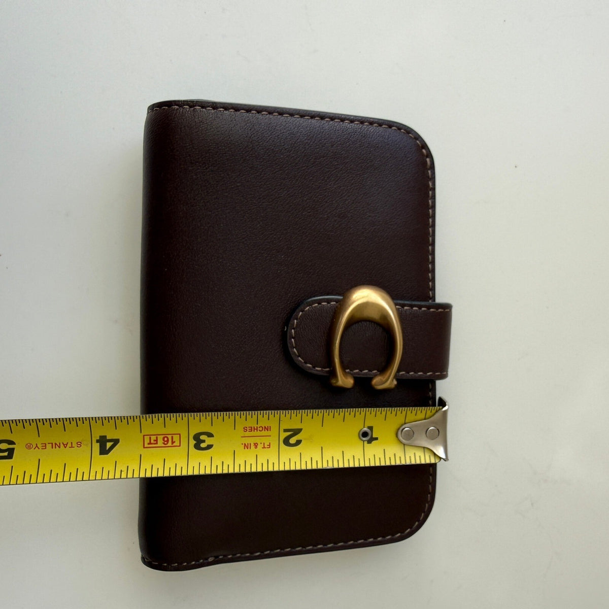 Coach Tabby Medium Compact Wallet Maple Brown Leather CY234