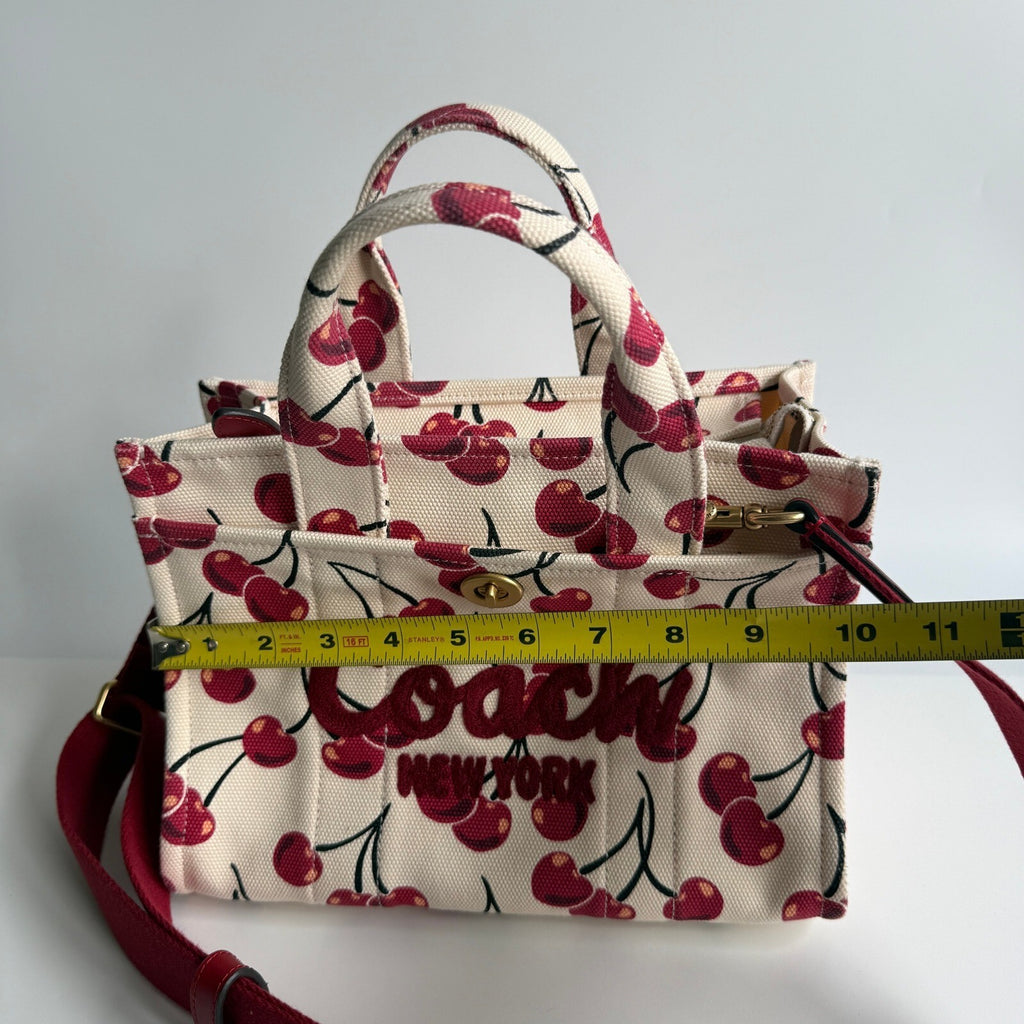Coach Cargo Tote Bag 26 Chalk Multi Cherry Print Canvas CY935