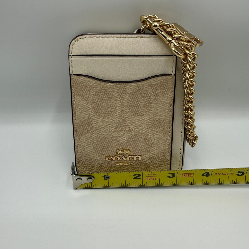 Coach Zip Card Case Sand Chalk Signature Canvas Wallet CW883