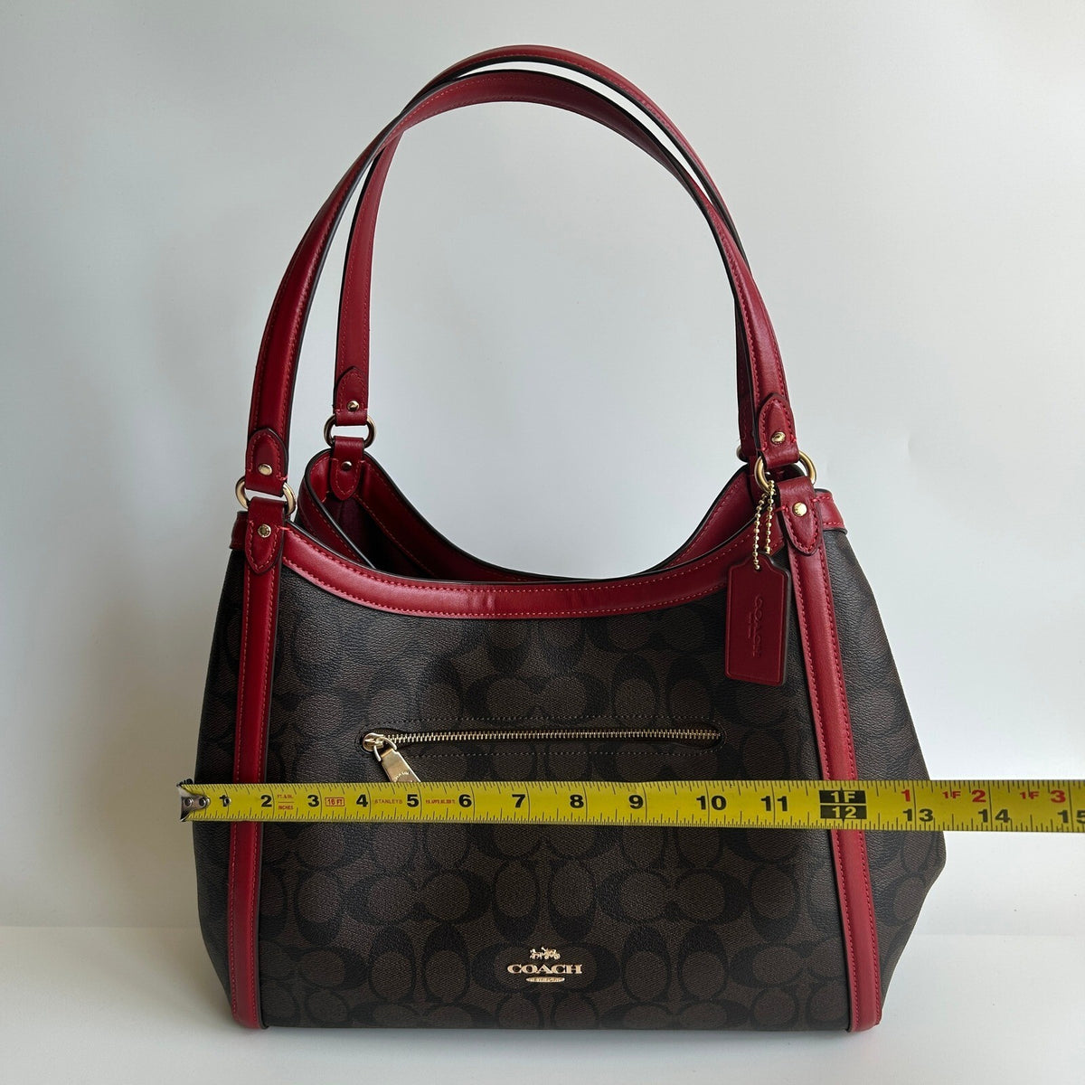 Coach Kristy Shoulder Bag Brown Red Signature Canvas C6232