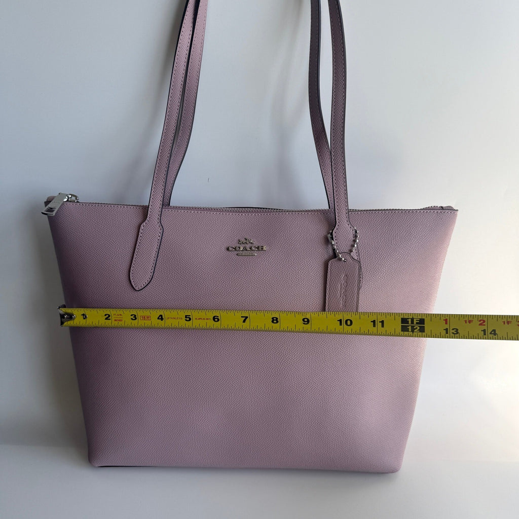 Coach Zip Top Ice Purple Crossgrain Leather Tote Bag 4454