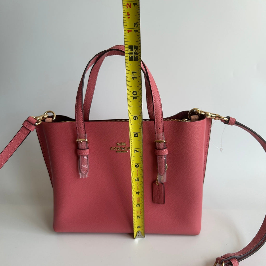Coach Mollie Tote 25 Pink Taffy Pebble Leather Crossbody Bag C4084