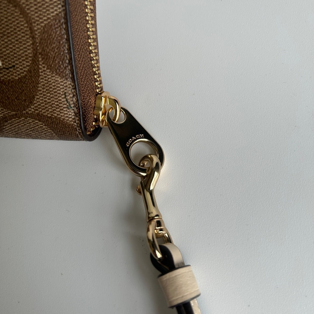 Coach Accordion Zip Wallet Brown Floral Signature Canvas