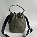 Coach Dempsey Drawstring Bucket Bag Olive Green Pebbled Leather C4100