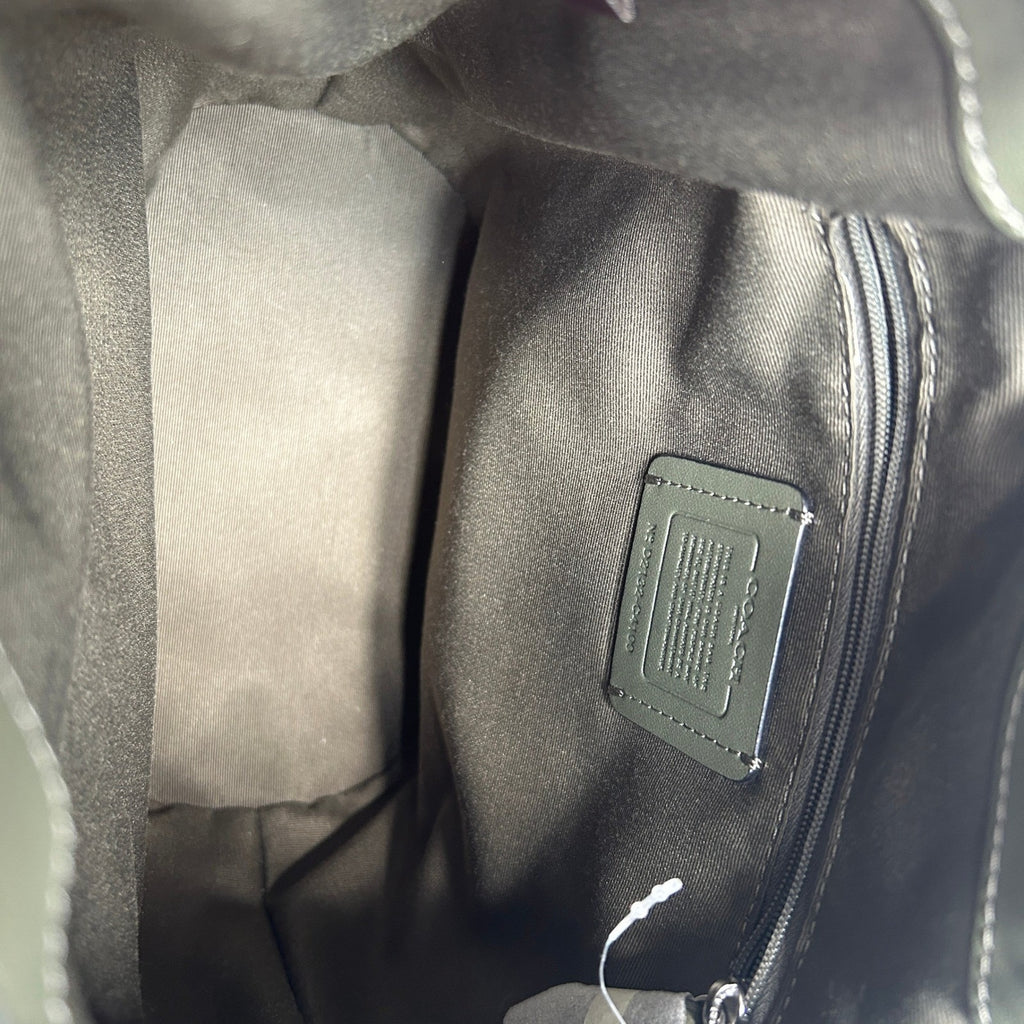 Coach Dempsey Drawstring Bucket Bag Olive Green Pebbled Leather C4100