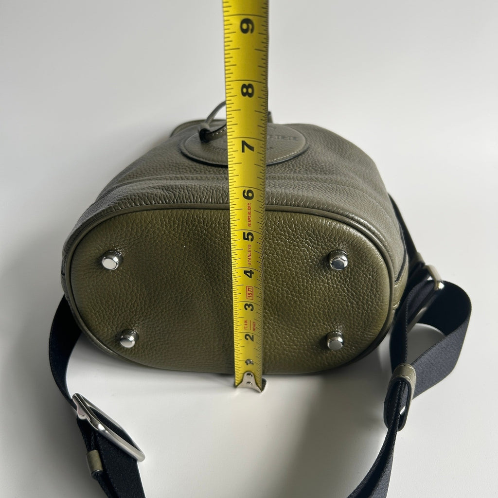 Coach Dempsey Drawstring Bucket Bag Olive Green Pebbled Leather C4100