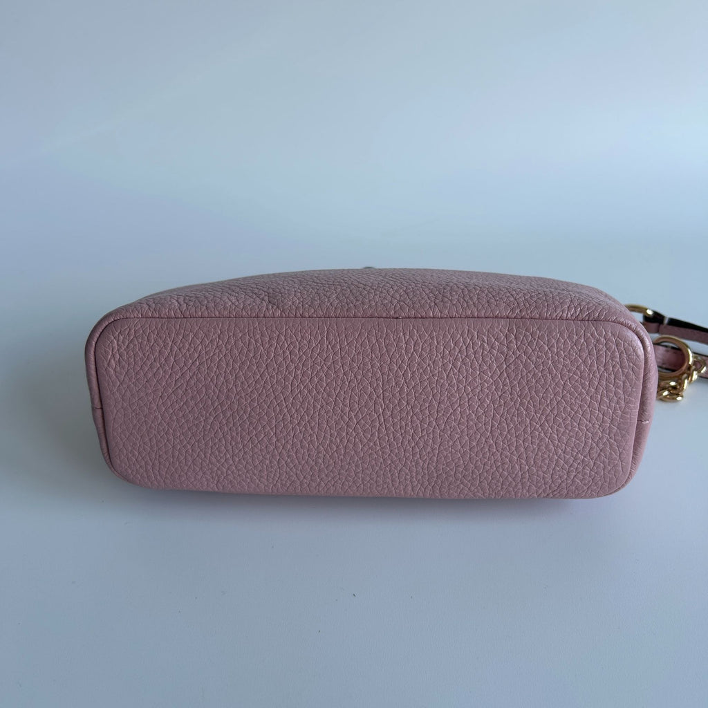 Coach Nora Kisslock Crossbody Bag Pink Pebbled Leather Chain Strap C1451