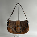 Coach Soho Signature Buckle Flap Brown Canvas Leather Shoulder Bag F10925