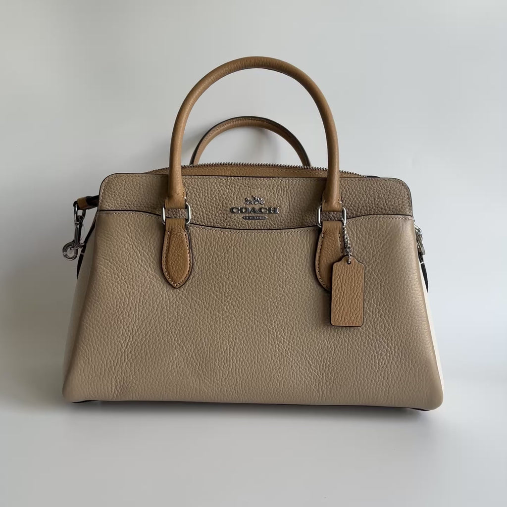 Coach Darcie Carryall Sandy Beige Multi Pebbled Leather Satchel NEW